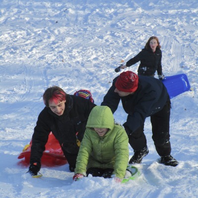 Kids sledding